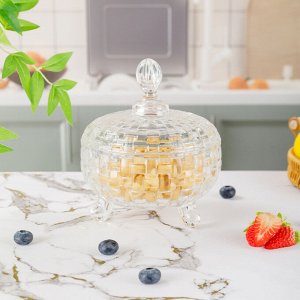 Baizheng Конфетница с крышкой стекло/ ваза для конфет и печенья/сахарница с крышкой, 700мл