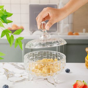 Baizheng Конфетница с крышкой стекло/ ваза для конфет и печенья/сахарница с крышкой, 700мл
