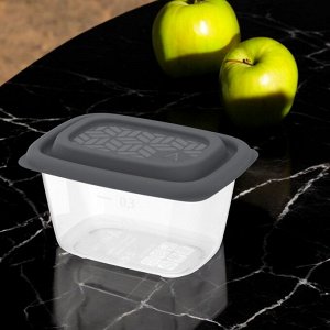 Контейнер для СВЧ и заморозки продуктов 0,45 л (графитовая крышка) «Гурман» (128×95×75мм)