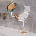 Роскошная мыльница с позолотой на подставке и сливом для воды в раковину