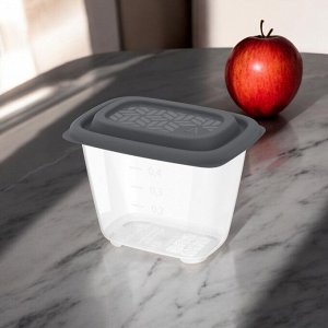 Контейнер для СВЧ и заморозки продуктов 0,56 л (графитовая крышка) «Гурман» (128×95×98мм)