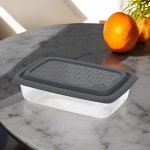 Контейнер для СВЧ и заморозки продуктов 0,8 л (графитовая крышка) «Гурман» (194×131×52мм)