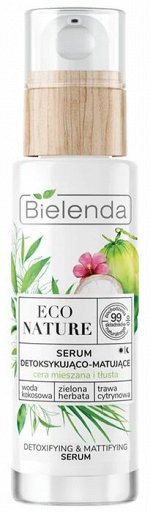 ECO NATURE Кокосовая вода+Зеленый чай+Лемонграсс сыворотка детоксифицирующая матирующая 30мл
