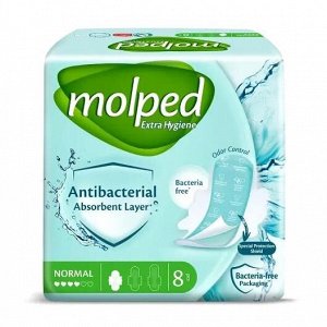 Molped Antibact Normal прокладки гигиенические с крылышк. (8шт) антибакт. м/уп 1 уп. / 24шт / 5070434 / 809486