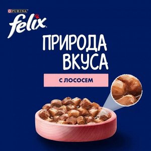 Влажный корм для кошек Felix Природа вкуса, с лососем в соусе, 75 г