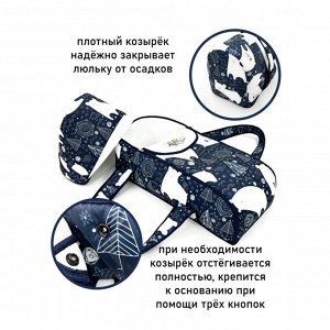 Люлька-переноска для новорожденного принт "Северный Мишка"