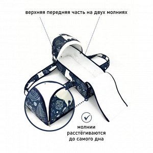 Люлька-переноска для новорожденного принт "Северный Мишка"