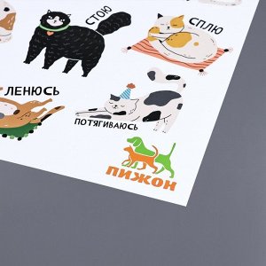 Коврик под миску "Пижон" 43 х 28 см "Делаю, что хочу!"
