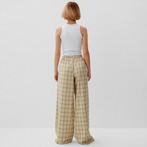 Брюки женские MINAKU: Casual Collection, бежевые клетка