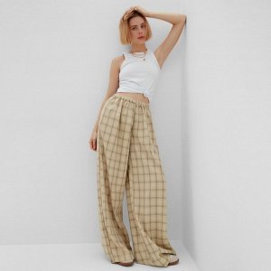 Брюки женские MINAKU: Casual Collection, бежевые клетка