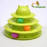 Игровой комплекс &quot;Пижон&quot; для кошек с 3 шариками, 24,5 х 24,5 х 13 см, зелёный