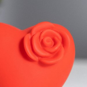 Фигурка светящаяся RISALUX «Сердце с цветочком», LED-ночник, красный, 3.2x6x6.5 см