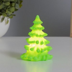 Фигурка светящаяся RISALUX «Ёлка», LED-ночник, 2 Вт, LR44, зелёный, 6x6x9см