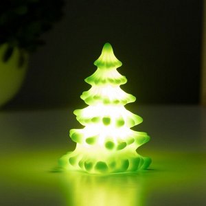 Фигурка светящаяся RISALUX «Ёлка», LED-ночник, 2 Вт, LR44, зелёный, 6x6x9см