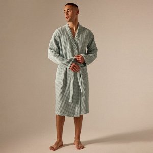Халат вафельный мужской SL HOE: Boho «Аззура», хлопок 100%, бирюзовый