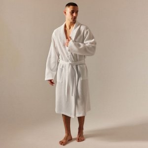 Халат вафельный мужской SL HOME: Basic "Блан де Блан", 100% хлопок, 300 г/м2