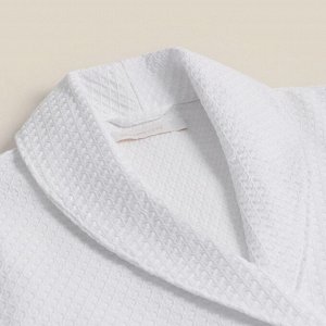Халат вафельный мужской L HOME: Waffle «Блан де Блан», хлопок 100%, белый