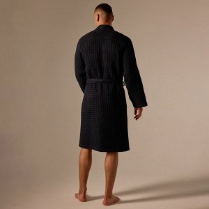 Халат вафельный мужской SL HOE: Boho «Дарк Маре», хлопок 100%, чёрный