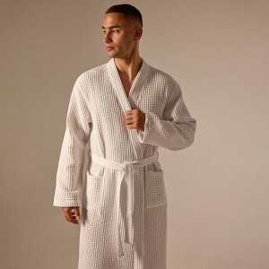 Халат вафельный мужской S HOME: Boho «Блан де Блан», хлопок 100%, белый