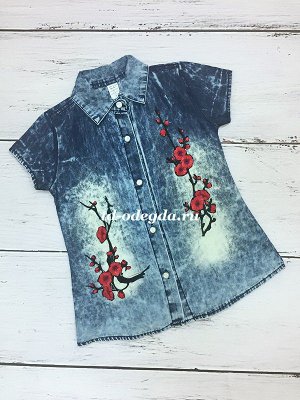 Блуза 1092 Модная блуза для девочек.; Состав 100% хлопок; Джинса с вышевкой; Производство Турция