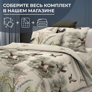 Простыня на резинке 180*200 см, бязь ГОСТ, борт 25 см (Утиная охота)