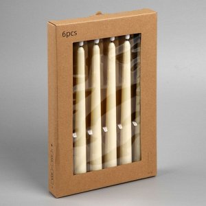 Светодиодная свеча восковая «Классика» 2x27 см, АААx2 (не в компл.), набор 6 шт., свечение тёплое белое