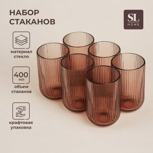 Набор стаканов SL Home «Модерн», 400 мл, 8*13 см, стекло, розовый