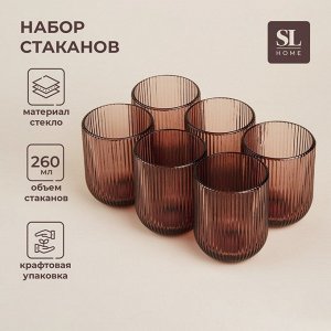 Набор стаканов SL Home «Модерн», 260 мл, 7,5*9,5 см, стекло, розовый