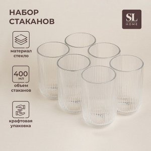 Набор стаканов стеклянный SL Home «Модерн», 400 мл, 8*13 см, цвет прозрачный