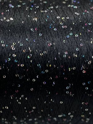 Пряжа для вязания 100 гр., PAILLETTES 2мм  100% полиакрил  780м/100г  Черный (мультиколор)