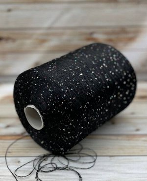 Пряжа для вязания 100 гр., PAILLETTES 2мм  100% полиакрил  780м/100г  Черный (мультиколор)