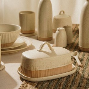 Маслёнка SL Home «Виенто», 18,5?13?10,5 см, керамика, бежевая