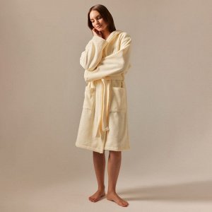 Халат махровый с капюшоном женский SL HOME: Basic "Айвори", 100% хл, 420 г/м2