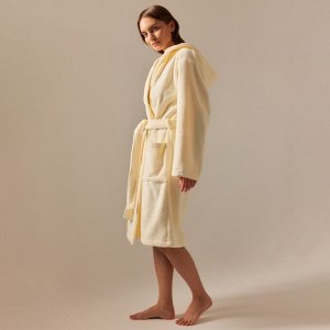 Халат махровый с капюшоном женский SL HOME: Basic "Айвори", 100% хл, 420 г/м2