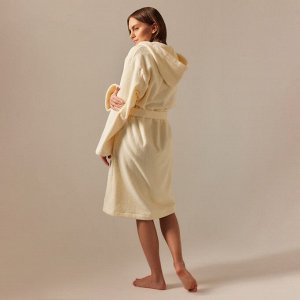 Халат махровый с капюшоном женский SL HOME: Basic "Айвори", 100% хл, 420 г/м2