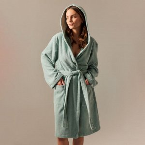 Халат махровый с капюшоном женский SL HOME: Basic "Аззура", 100% хл, 420 г/м2