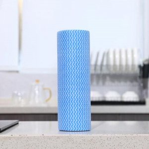 Тряпка/салфетка для уборки 50 шт в рулоне, универсальная, 25*30 см (синий)