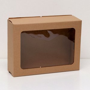 Коробка под торт с окном, крафт, 30?40?12 см