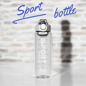 Бутылка спортивная для воды 900 мл с клапаном (серый)