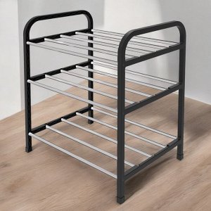 Этажерка для обуви разборная, 3 полки, черный/серый, 440х330х500, (ЭТЭ1)