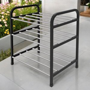 Этажерка для обуви разборная, 3 полки, черный/серый, 440х330х500, (ЭТЭ1)