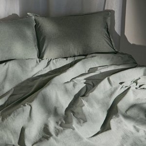 Простыня 1.5 спальная SL Home «Деним», 160x245 см, оливковая, жатый хлопок