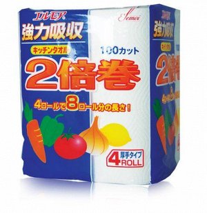 - Kami Shodji -   - ELLEMOI -  Бумажные полотенца для кухни 100 отрезков (4 рулона) 1/12