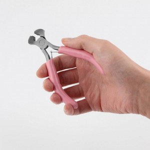 Кусачки торцевые, для рукоделия, 10.5x6.5 см, розовые