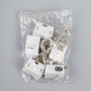 Набор гирлянд «Нить» 1 м роса, IP20, серебристая нить, 10 LED, свечение белое, 3 режима, батарейки AG13x3 (в комплекте), 5 шт.