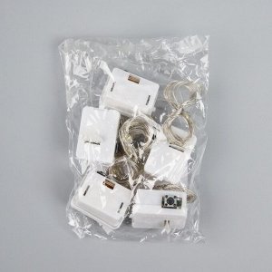 Набор гирлянд «Нить» 1 м роса, IP20, серебристая нить, 10 LED, свечение тёплое белое, 3 режима, батарейки AG13x3 (в комплекте), 5 шт.