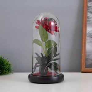 Фигурка светящаяся колба RISALUX «Паук с розой», LED-ночник, 1.5 Вт, 3xAAA, чёрный, USB, 11x11x21 см