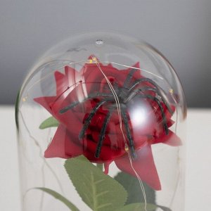 Фигурка светящаяся колба RISALUX «Паук с розой», LED-ночник, 1.5 Вт, 3xAAA, чёрный, USB, 11x11x21 см