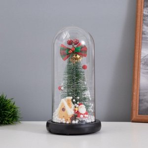 Фигурка светящаяся колба RISALUX «Дед Мороз и пряничный домик», LED-ночник, 1.5 Вт, 3xAAA, чёрный, USB, 11x11x21 см
