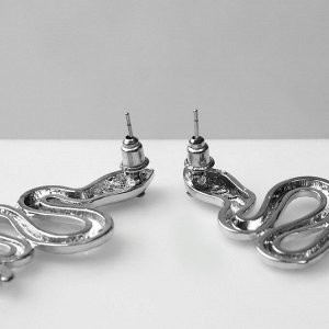 Серьги с жемчугом «Змея» искушение, бусина, цвет белый в серебре